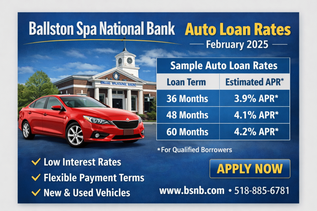 Ballston Sp A National Bank Auto Loan Rates -February 2025 Guide.