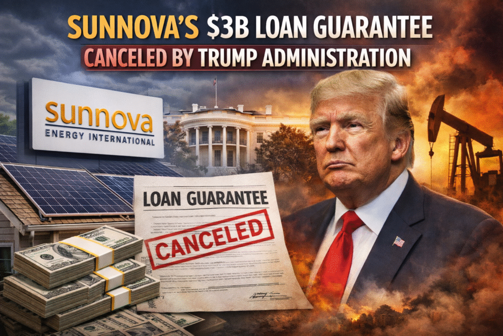 Cancellation by the Trump Administration of a 3B Loan Guarantee awarded to Sunnova's